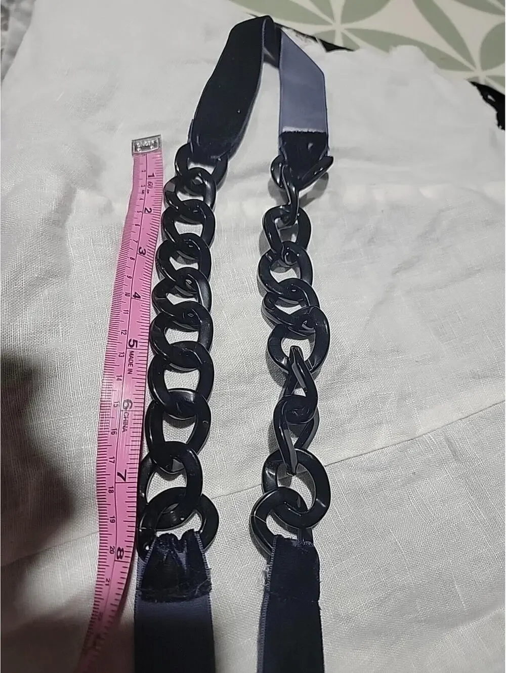 J Crew Tie Belt Navy Black Velvet And Plastic Chains LENGTH 75" Fashionable - Picture 5 of 8